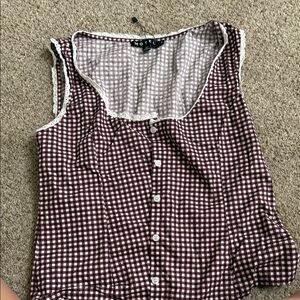 Motel Rocks Burgundy Checkered Blouse